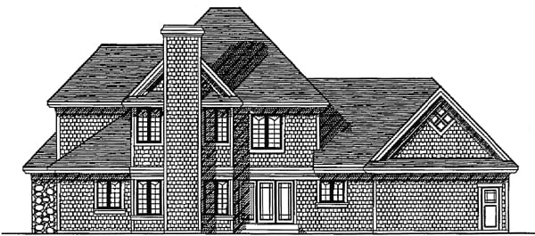 Traditional Rear Elevation of Plan 97116