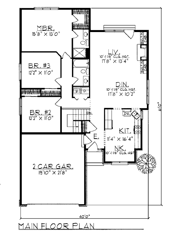 One-Story Ranch Level One of Plan 97152