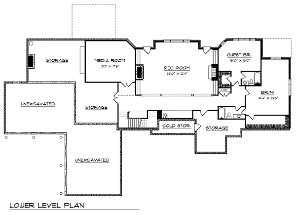 European Tudor Lower Level of Plan 97157