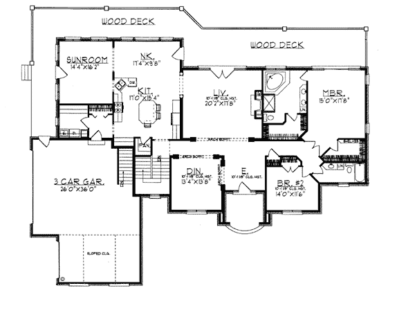 Bungalow European One-Story Level One of Plan 97164