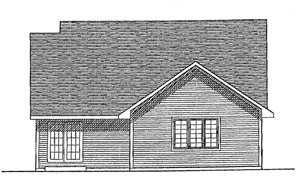Narrow Lot One-Story Ranch Rear Elevation of Plan 97172