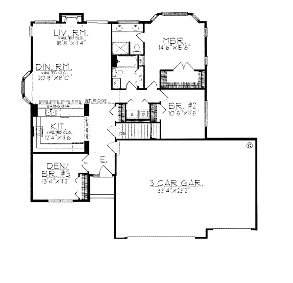 One-Story Ranch Level One of Plan 97184