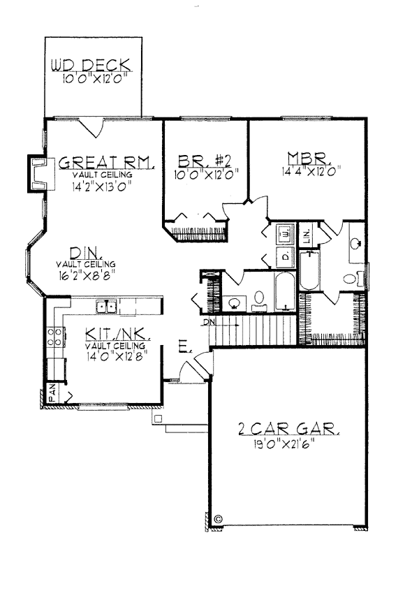 One-Story Ranch Level One of Plan 97186