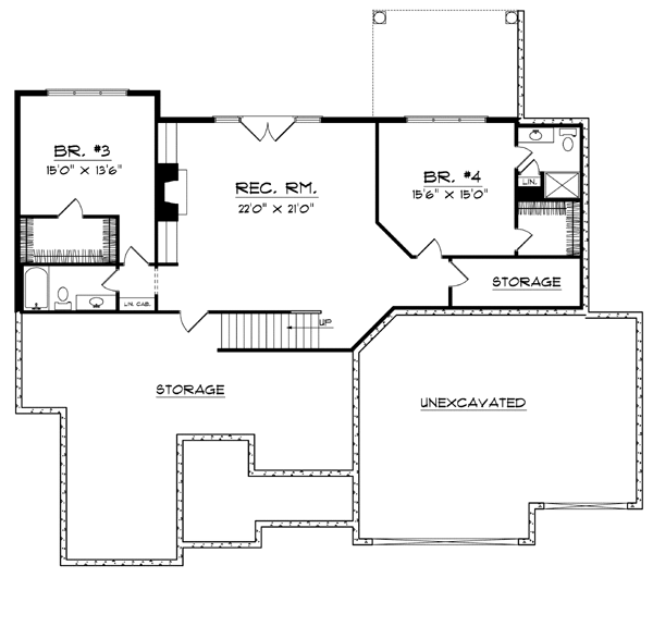 European One-Story Lower Level of Plan 97187