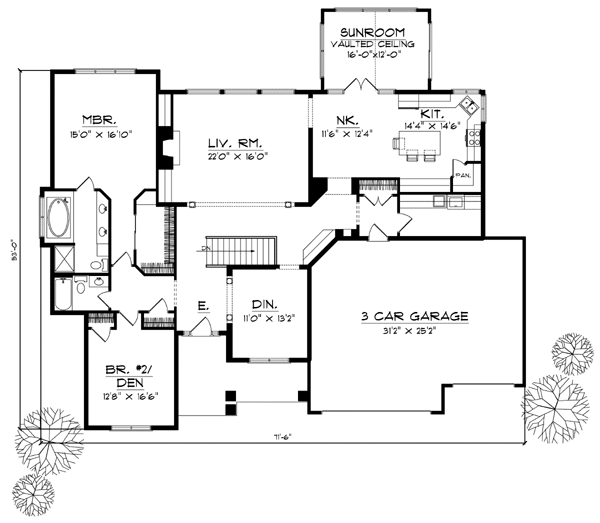 European One-Story Level One of Plan 97187