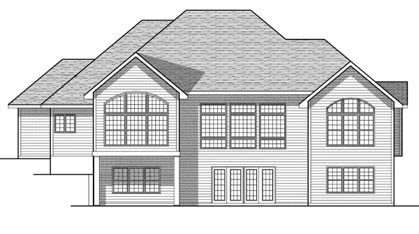 European One-Story Rear Elevation of Plan 97187