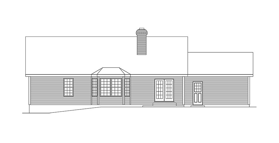 Ranch Traditional Rear Elevation of Plan 97204
