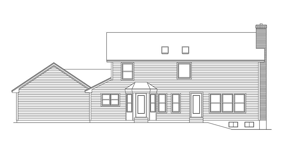 Country Traditional Rear Elevation of Plan 97205
