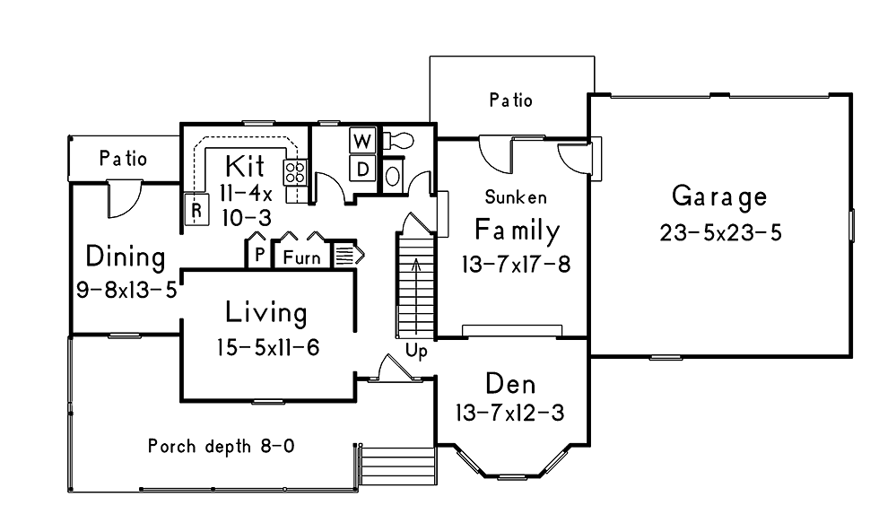 Country Farmhouse Level One of Plan 97214