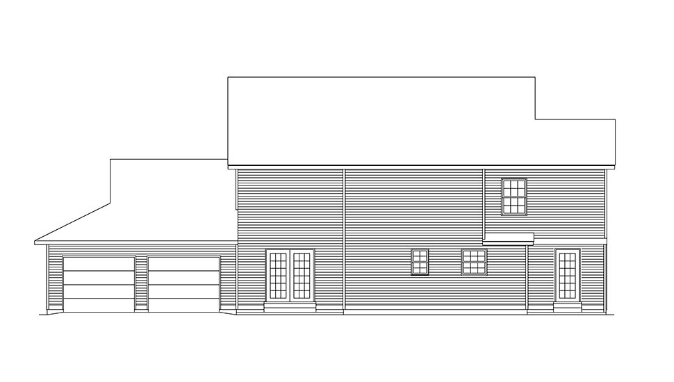 Country, Farmhouse Plan with 2262 Sq. Ft., 3 Bedrooms, 3 Bathrooms, 2 Car Garage Rear Elevation