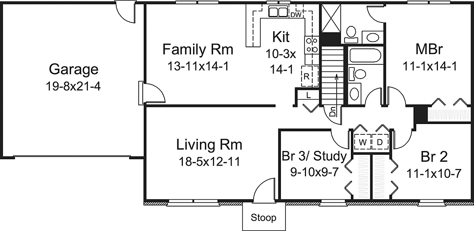 Country Ranch Traditional Level One of Plan 97233