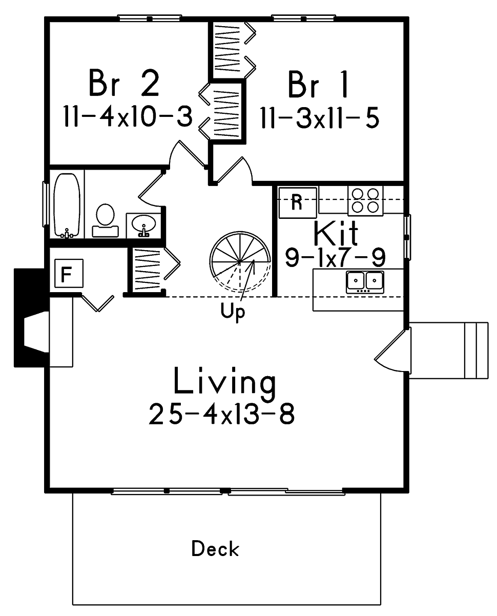 Cabin Contemporary Level One of Plan 97239