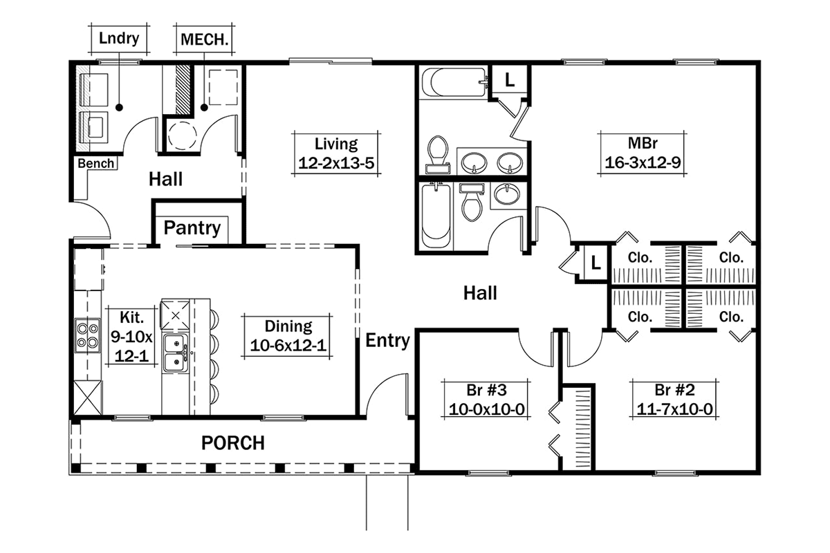 Country Farmhouse Level One of Plan 97268