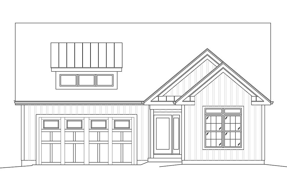 Country, Farmhouse Plan with 1762 Sq. Ft., 3 Bedrooms, 2 Bathrooms, 2 Car Garage Picture 4