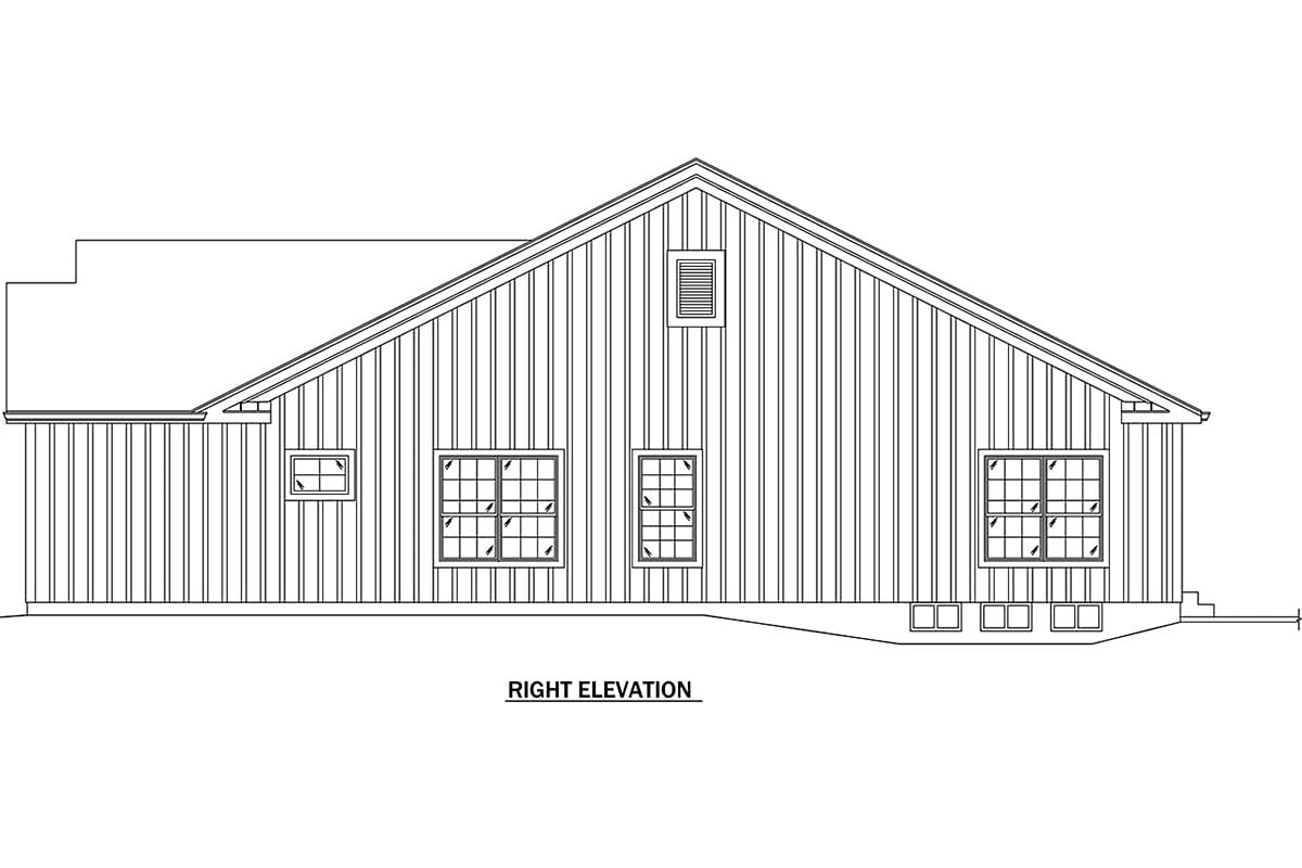 Country, Farmhouse Plan with 1762 Sq. Ft., 3 Bedrooms, 2 Bathrooms, 2 Car Garage Picture 2