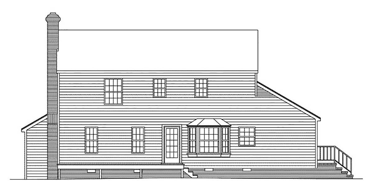 Colonial Traditional Rear Elevation of Plan 97271