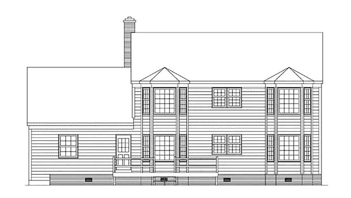 Colonial Southern Traditional Rear Elevation of Plan 97272