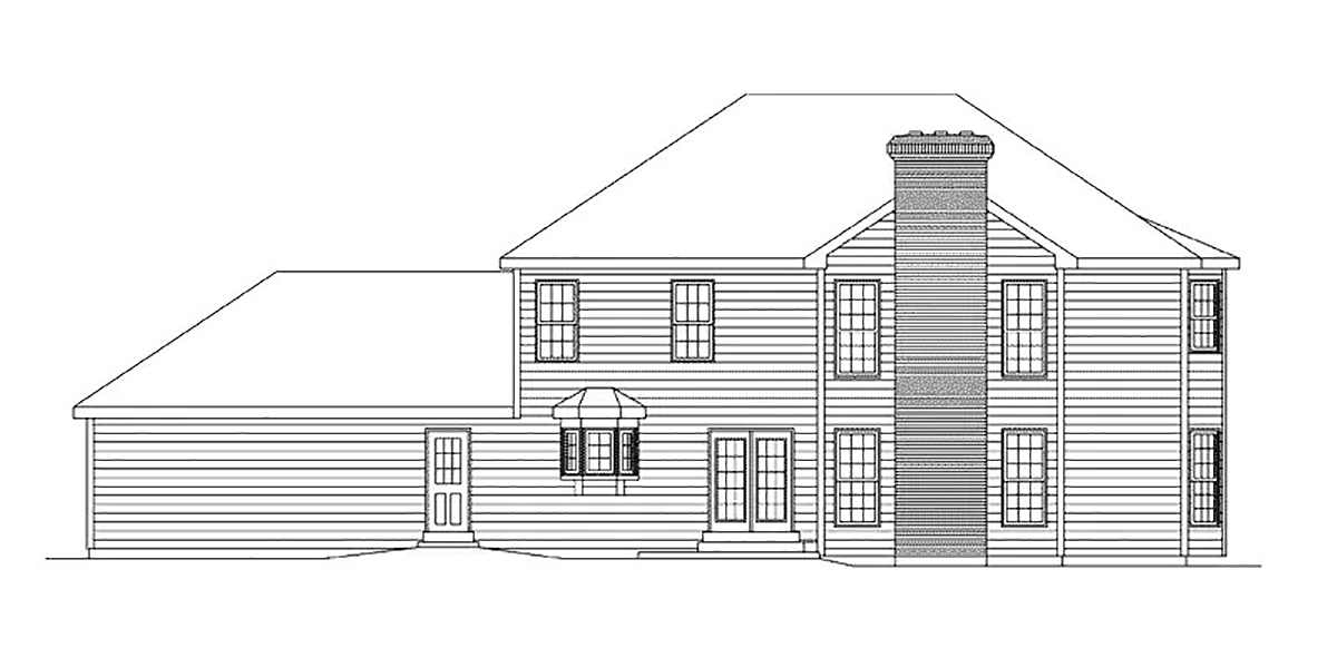 Colonial Traditional Rear Elevation of Plan 97273