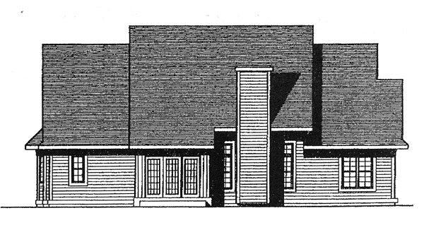 Cape Cod Colonial One-Story Rear Elevation of Plan 97300