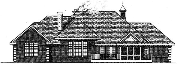 Country European One-Story Rear Elevation of Plan 97303