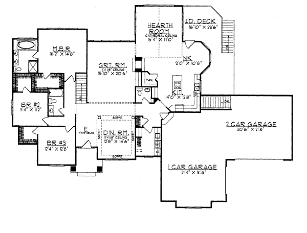 One-Story Traditional Level One of Plan 97312