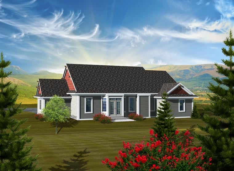 Craftsman Ranch Rear Elevation of Plan 97320