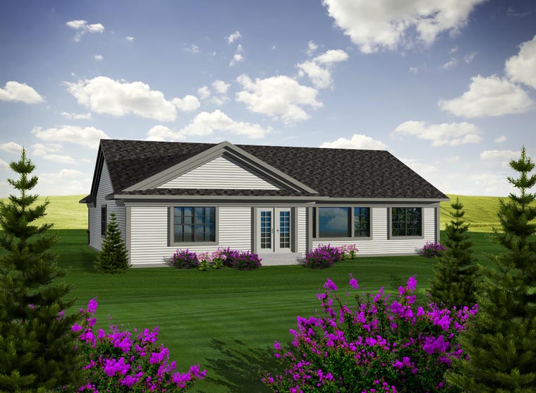 Ranch Rear Elevation of Plan 97333