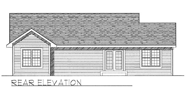 One-Story Ranch Rear Elevation of Plan 97337