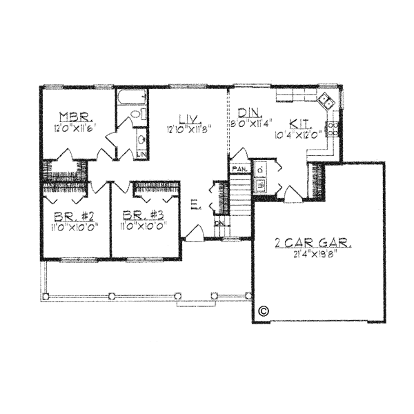 One-Story Ranch Level One of Plan 97339