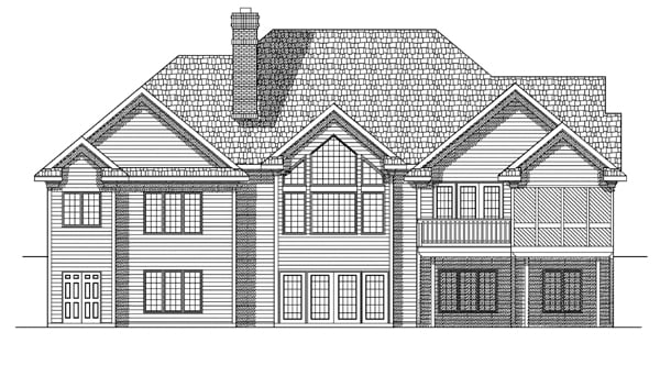 Traditional Rear Elevation of Plan 97351