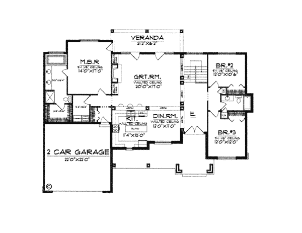 Bungalow One-Story Ranch Level One of Plan 97353