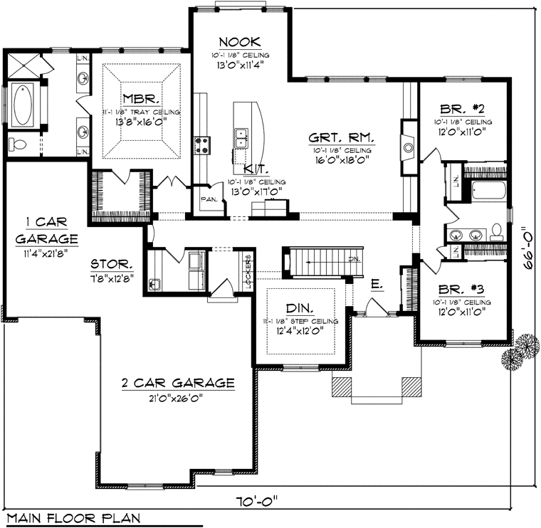 Prairie Style Level One of Plan 97365