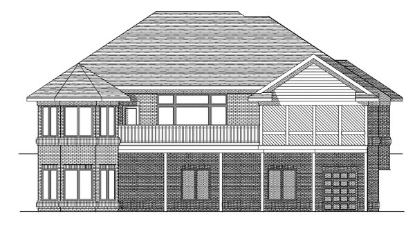Traditional Rear Elevation of Plan 97374