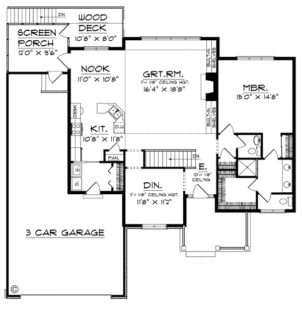 One-Story Ranch Level One of Plan 97382