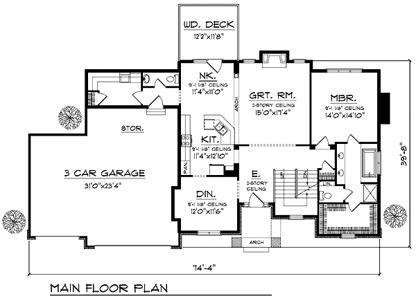 Bungalow Traditional Level One of Plan 97385