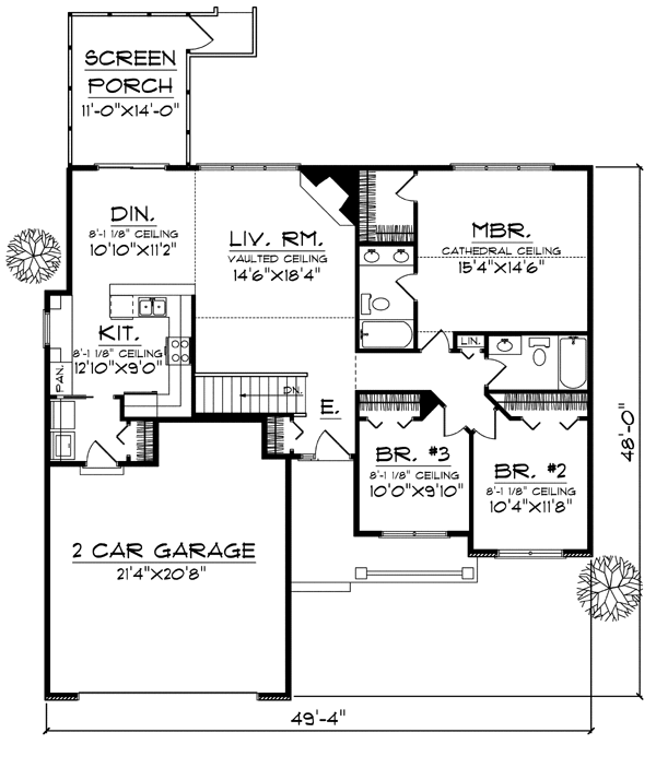 One-Story Ranch Level One of Plan 97387