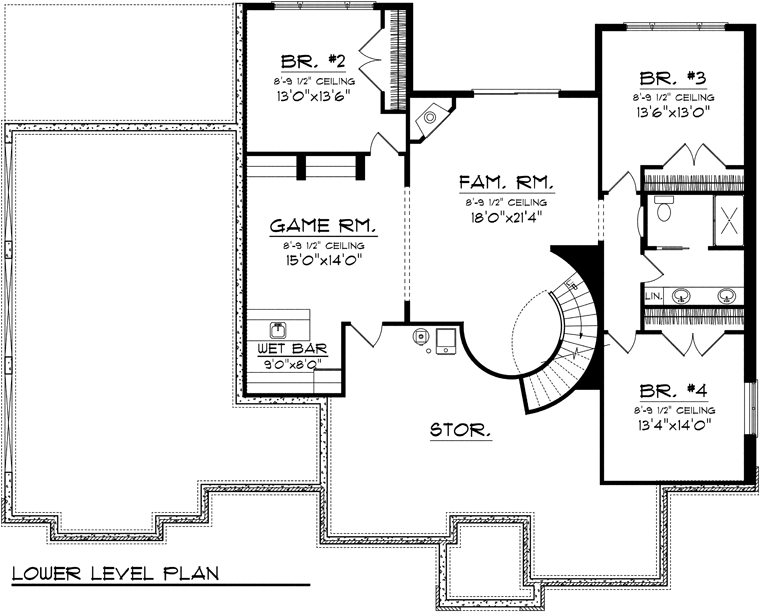 Ranch Lower Level of Plan 97390