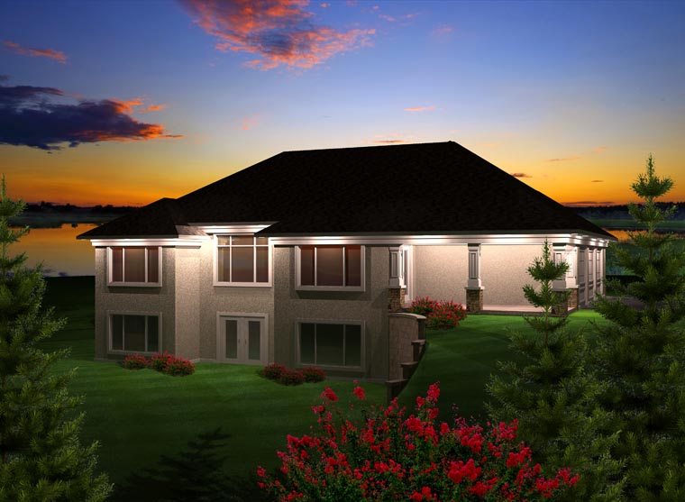 Ranch Rear Elevation of Plan 97390