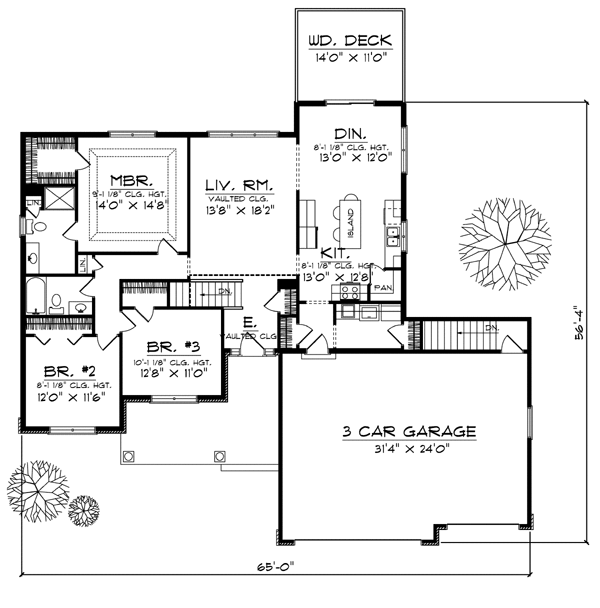 One-Story Traditional Level One of Plan 97392