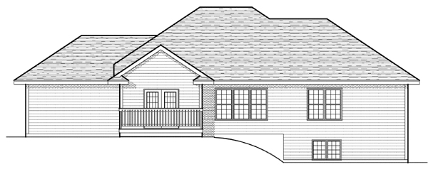 One-Story Traditional Rear Elevation of Plan 97392