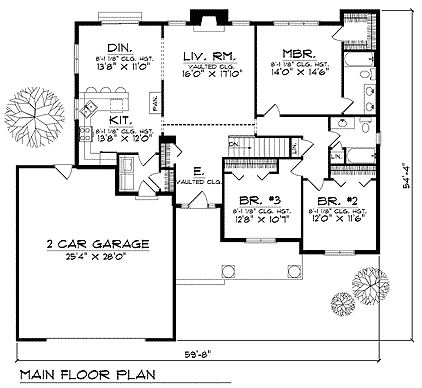 One-Story Traditional Level One of Plan 97395