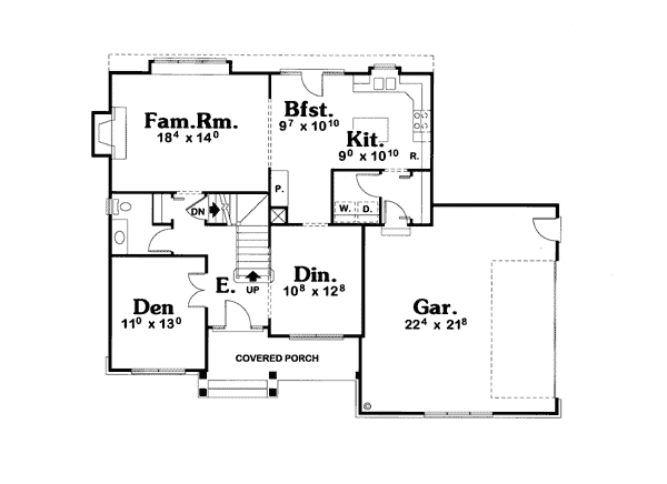 Country Farmhouse Level One of Plan 97473