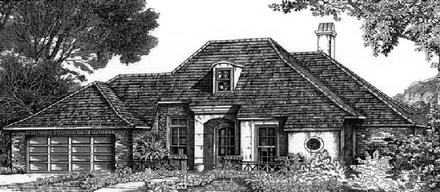 European One-Story Elevation of Plan 97501