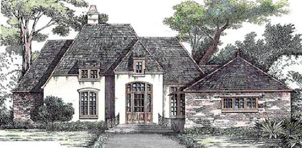 European One-Story Elevation of Plan 97502