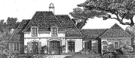 Colonial European One-Story Elevation of Plan 97507
