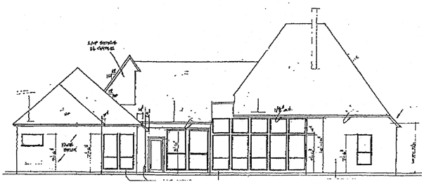 European One-Story Rear Elevation of Plan 97510