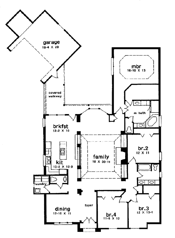 Colonial European One-Story Level One of Plan 97529