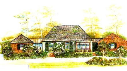 European One-Story Elevation of Plan 97532