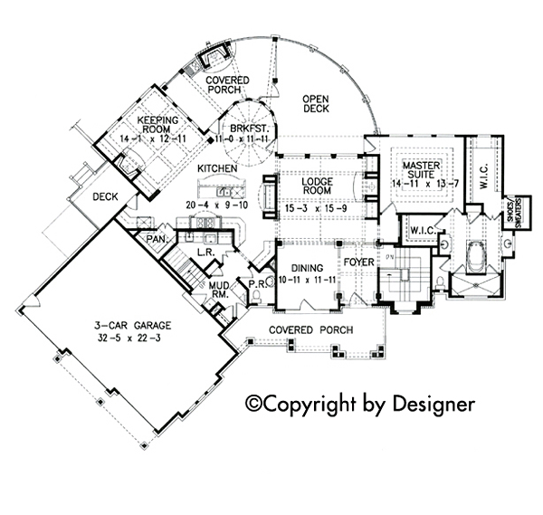 Country Craftsman New American Style Southern Level One of Plan 97601