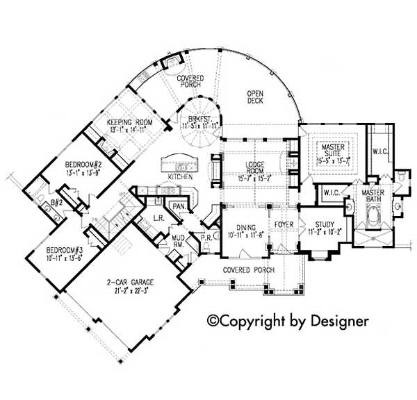 Cottage Country Craftsman French Country New American Style Southern Traditional Level One of Plan 97603